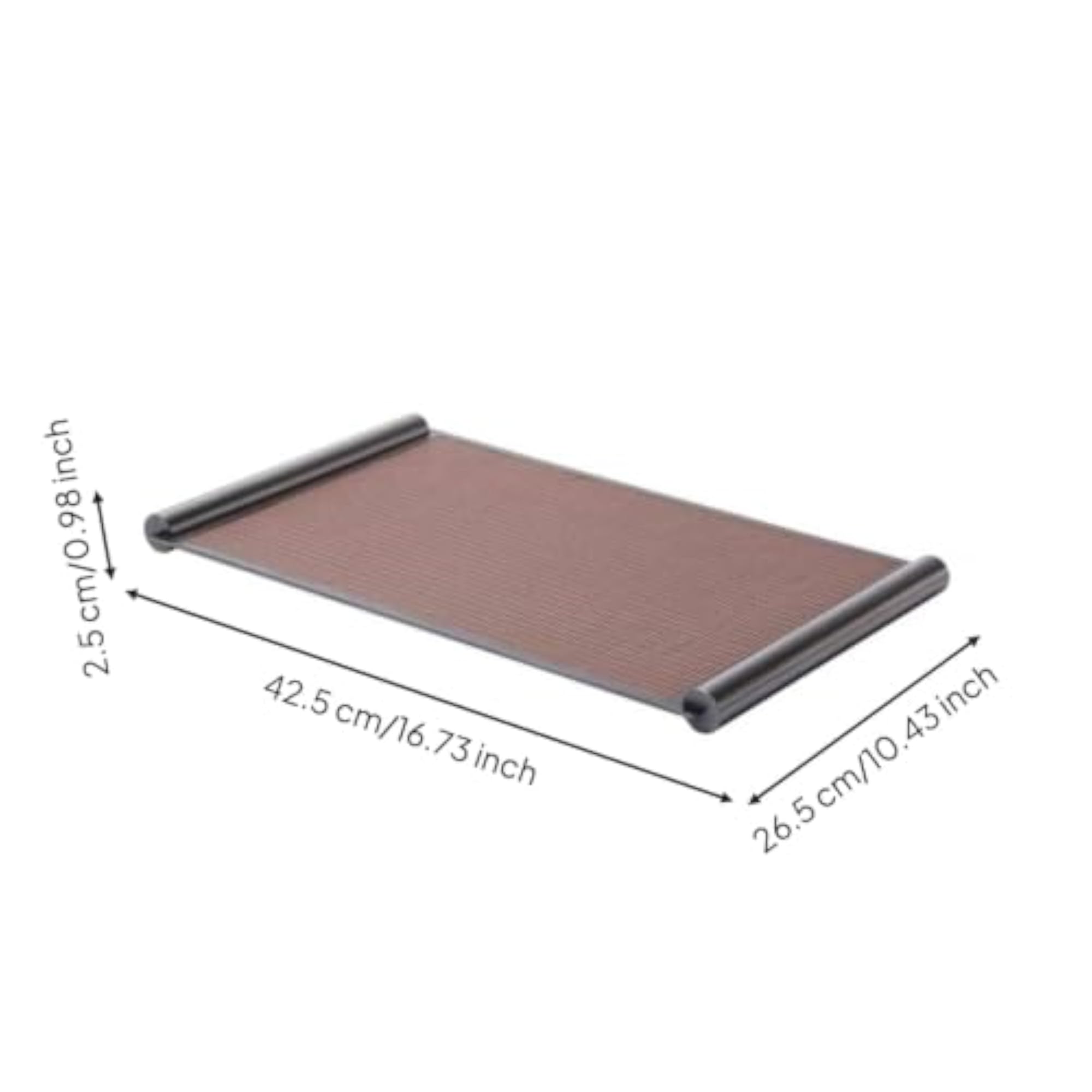 Textured Leather Tray with Metal Frame, Slim Rectangular Design