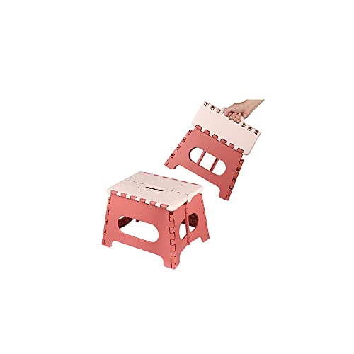 Sbomi Plastique Tabouret Portable pour Enfants et Adultes - Tabouret Pliable de Haute qualité - Tabourets Multifonctions avec poignée pour Cuisine, Salle de Bains, Jardin (18 cm de Hauteur - Rouge) Cover