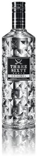 THREE SIXTY VODKA – ORIGINAL I 1l I Diamond filtrated Vodka I In der einzigartigen Facettenschliff-Flasche I 37,5 % vol.