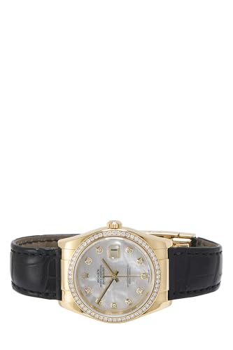 Pre-Loved Datejust MOP (Mother of Pearl) Diamond Dial 18k YG 116188 36mm, White3