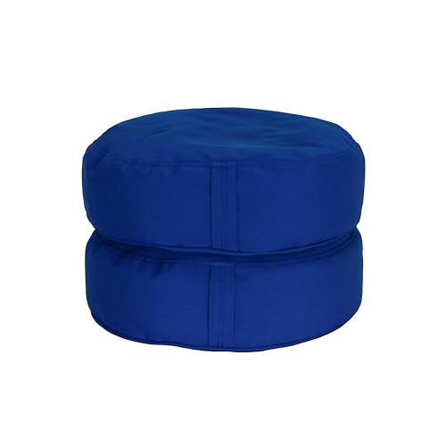 FDP 16 inch Round Olefin Bean Floor Cushions with Handles Indoor Outdoor Flexible Seating for Home Decor, Picnic, Yoga and Meditation Studio and More 5 inch Height (2-Pc) - Brilliant Blue, 13925-BB
