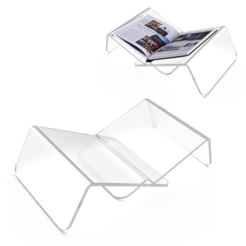 MYOYAY Transparenter Acryl-Buchhalter, 2-teilig, geeignet für offene und geschlossene Bücher, Zeitschriften, Zeitungen, Kochbücher, Größe 48 x 11,9 x 24,9 cm Cover