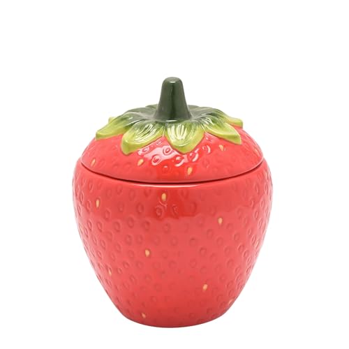 Widdop Cottage Garden Ceramic Strawberry Themed Dinnerware - Strawberry Sugar Bowl - Summer Crockery Bright Quirky Tableware - Lovely Gift Idea Picnic Outdoor Eating