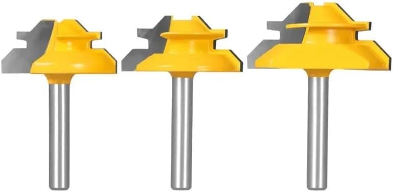 Milling machines, 3-Piece 45 Degree Locking Miter Router Head Set - Seamless Cutting, 1/4-Inch Shank 45 Degree Tenon Router Tool For Woodw