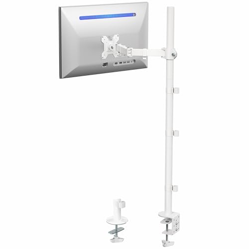 VIVO Extra Tall Single Monitor Desk Mount Stand with 39 inch Pole, Features Full Adjustability - Tilt and Articulation, Holds 13 to 32 inch Screens up to 10kg with VESA Mounting, White, STAND-V011W