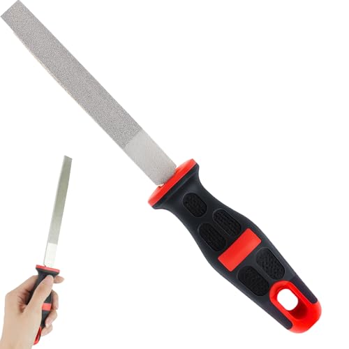 6-Zoll Diamantbeschichtete flache Feile mittlere Körnung 150, für Glas, Keramik, Fliesen, Stein, Marmor und Granit, beidseitige Diamantbeschichtung, ergonomischer Komfort-Massagegriff mit Aufhängeloch