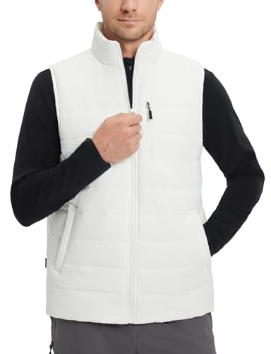 baleaf Men's Puffer Vest Lightweight Warm Outerwear Sleeveless Water Resistant Zip Up Winter Jackets Hiking Golf Windproof