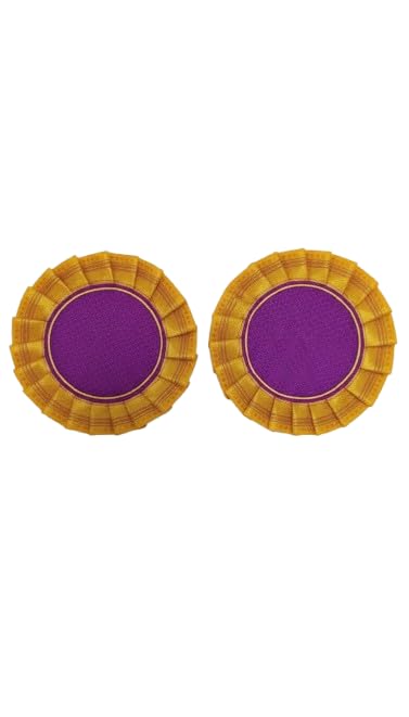 Khan Fabric Samai Āsan (Set of 2) | 9-Inch Round Pooja Mat with Frilled Lace | Washable & Durable | Elegant Traditional Design for Mandir, Diya, Pooja Thali & Home Decor(Purple)-picture-27