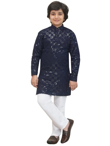 Image of AJ DEZINES Kids Kurta Pajama Set For Boys | Embroidery Chikankari Kurta Set | Traditional & Festive Outfit | Cotton Stylish Boys Kurta Pyjama | Perfect For Festivals Wedding & Family Function