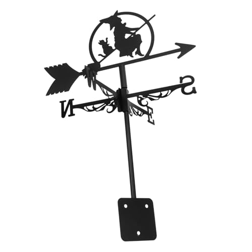FONDOTIN Wetterfahne Metall Mit Hexe Und Katze Dekorativer Windrichtungsanzeiger Für Garten Und Außendekoration Für Wetterüberwachung Und Stilvolle Gestaltung FONDOTIN Wetterfahne Metall Mit Hexe Und Katze Dekorativer Windrichtungsanzeiger Für Garten Und Außendekoration Für Wetterüberwachung Und Stilvolle Gestaltung