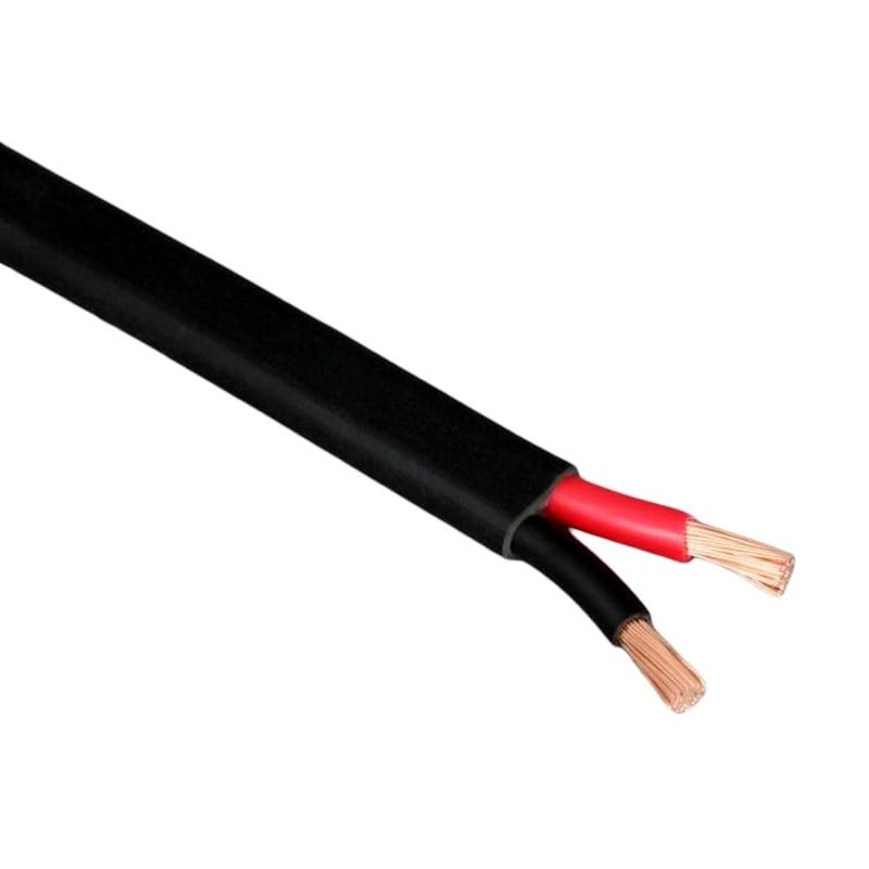 2 CORE ELECTRICAL FLAT CABLE TWIN FLEX WIRE 0.5-4.5mm² RED BLACK FLEXIBLE 1-42A (2.5mm² (100m length))