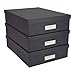 Bigso Oskar Fiberboard Label Frame Document Letter Box - File Organizer Box for Important Paperwork - Document Storage with a Lid & Metal Label Window - 3.3 in x 10.2 in x 13.8 in - Dark Grey