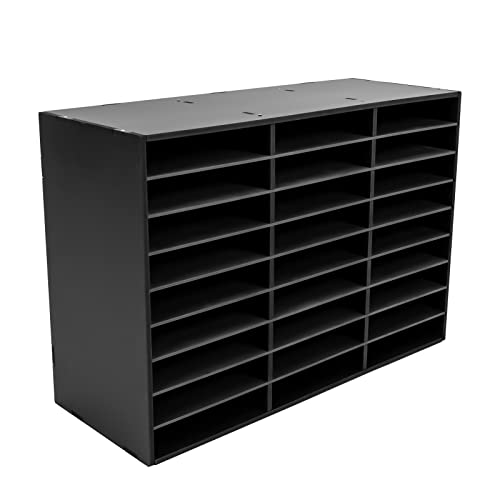 YUMINOB Literature Organizer, 27 Slots File & Contracts Organizer Cabinet with Anti-Slip Pads Strong Bearing Capacity (110.2lbs) Paper Organization Storage Mail Organizers for Office, School (Black)