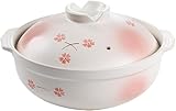 Firnewx 土鍋桜 土製 鍋 蓋付き 調理用 アジアン 耐熱鍋付きスープ日本式です 家庭用 (2700ml)
