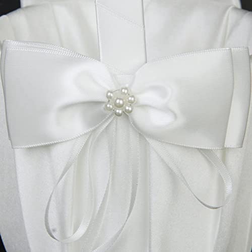 Panier de mariage de noeud papillon en satin ivoire anti-renversement pour enfants - 8
