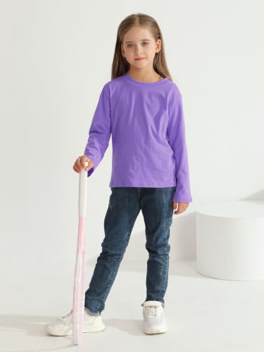 Image of 4 Pack Girls Long Sleeve Shirts Cotton T-Shirts Tagless Kids Tees Clothes
