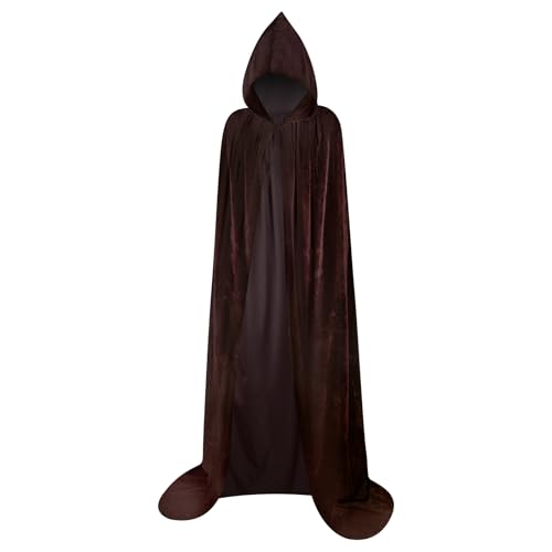 Myir JUN Halloween Umhang Unisex, Umhang mit Kapuze für Damen Herren Kinder Erwachsene Vampir Kostüm Jungen Halloween Kostüm (Braun, M)