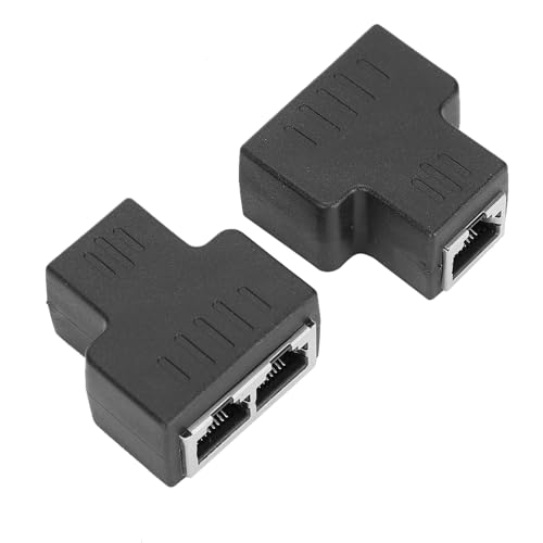 Ethernet Cable Splitter, 1 in 2 Out RJ45 Female Interface LAN Connector Cable Extender Splitter with 2PCs Ethernet Cable Adapter LAN Splitter Ethernet Port Splitter for Internet