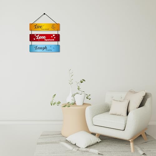 Image of EXPLEASIA Decorative Wall Hanging Wooden Art Decoration Item for Home Office Living Room Bedroom Decoration Items Home Decor Gift Items (live Love Laugh (Heart))