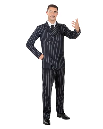 Funidelia Disfraz Oficial de Gómez Addams para Hombre, Traje de La Familia Addams para adulto, Disfraces de Halloween y Carnaval – Talla M