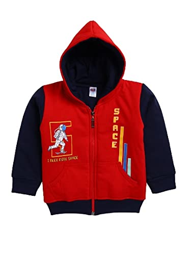 Image of Full Sleeves Space Printed Hooded Jacket - Mustard