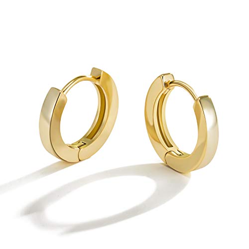 Small gold hoop earrings for women : 14k real gold plated hypoall…