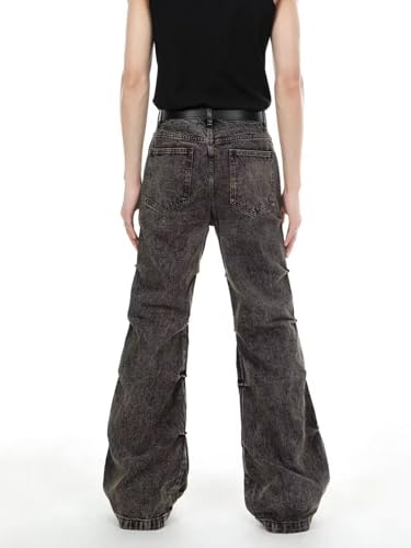 Baggy Flared Jeans for Men Women Y2K High Waist Pleated Design Goth Grunge Vintage Pants Hip Hop Harajuku Streetwear2