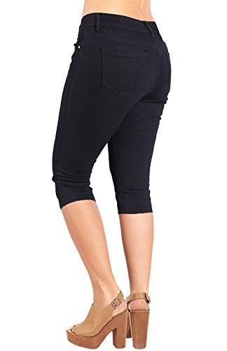 2LUV Women's Stretchy 5 Pocket Skinny Mid Rise Capri Ripped Denim Jeans2