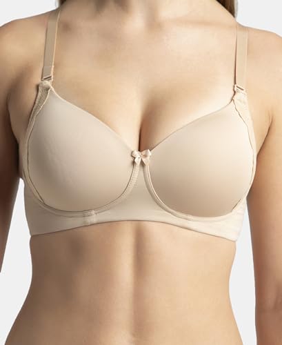 Image of Jockey 1816 Women Wirefree Padded Soft Touch Microfiber Elastane Stretch Full Coverage T-Shirt Bra with Lace Styling