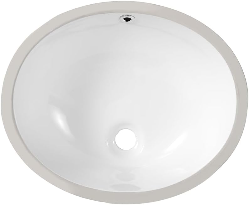 18"x15" Oval Shape Undermount Bathroom Vessel Sink, Ceramic White Vanity Top Sink with Overflow
