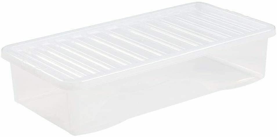 42 Litre Crystal Storage Box and Lid Underbed White/Clear Home Office Garage Toys Documents Storer Tidy