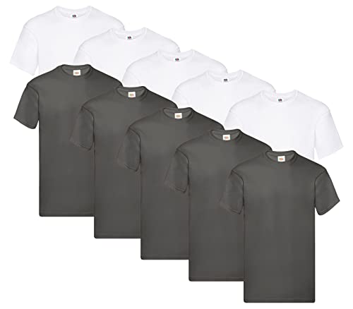 T-shirt en coton épais Fruit of the Loom XL lot de 10 hauts basiques pour homme multicolore