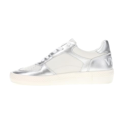 VINTAGE HAVANA Womens Fast Metallic Perforated Lace Up Sneakers Shoes Casual - Silver, White3