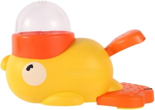 Barino 自動給餌器 犬用知育玩具 ペットフード 一人で遊ぶ 楽しい 洗える セルフエンターテイメント スナックフリーズドライランチャー 漏れやすい食べ物 (小さな黄色いアヒルの餌箱)