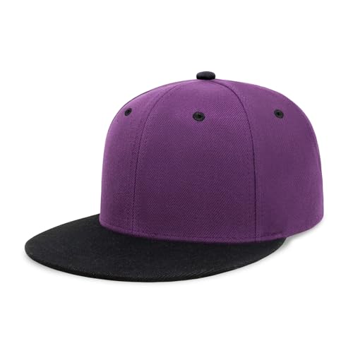 Image of CHOK.LIDS Flat Bill Visor Classic Snapback Hat Blank Adjustable Brim High Top End Trendy Color Style Plain Tone Baseball Cap