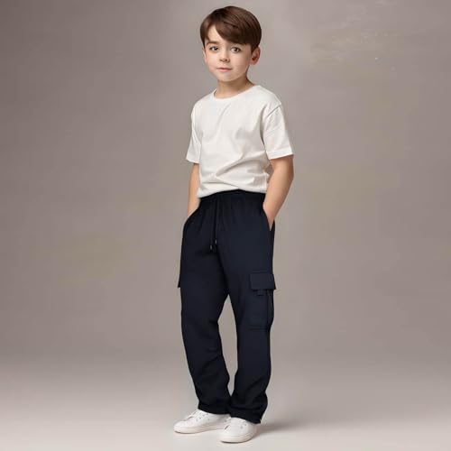 Cargo Sweatpants for Boys Elastic Waist Casual Baggy Workout Joggers Comfy Active Outdoor Sweat Pants with Pockets3
