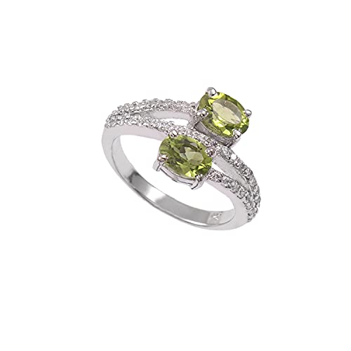Bague péridot anneau argent sterling 925 bijoux pierres précieuses femmes