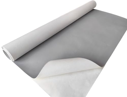 TAPHICEROS Pelle Adesiva per Riparazioni, Grigio Chiaro, 150cm x 140cm, Metro Di Tessuto, Ecopelle Adesiva Kit Riparazione Pelle Sintetica Per Sedile Auto, Divano, Mobile, Sedia, Fai Da Te.