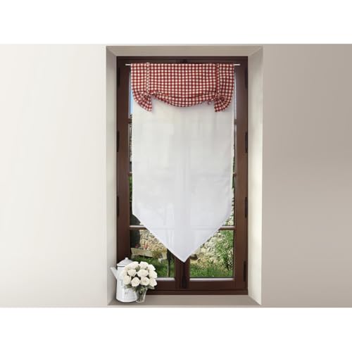 Soleil d'Ocre 044657 Vichy Brise-Bise Voilage Coton Rouge 60 x 120 cm
