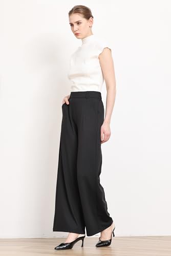 Balleay Art Dress Pants Women High Waisted Loose Stretch Wide Leg Trousers Work Business Casual Ladies Slacks with Pockets4