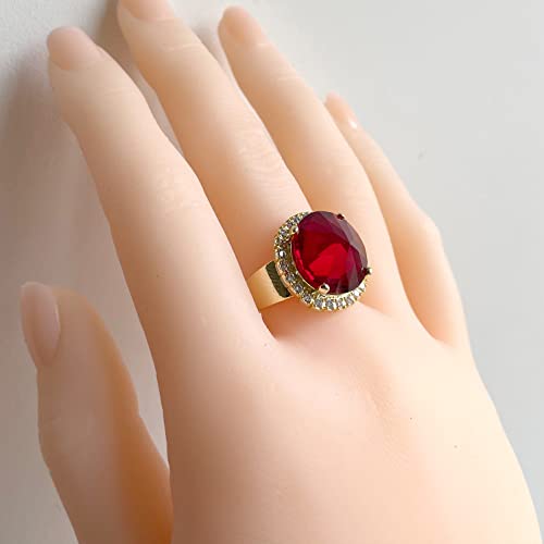 HAIXIAN 14K Yellow Gold Gemstone Ring for Women,Punk Gothic Cocktail Party Crystal Ring Jewelry2