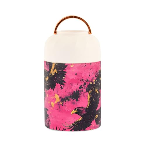 Purple Golden Bird - Termo de acero inoxidable aislado al vacío para alimentos calientes con cuchara para pasta de hombre, 17 onzas