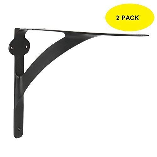 [Set Of 2] Black Shelf Brackets For 6", 8", 10" Shelves - Oil Rubbed Bronze Finish - 7.88" X 5.88" - Heavy Duty Brass Shelf Bracket - L Brackets For Wall Shelves - Easy To Install - Hardware Included #TOP6