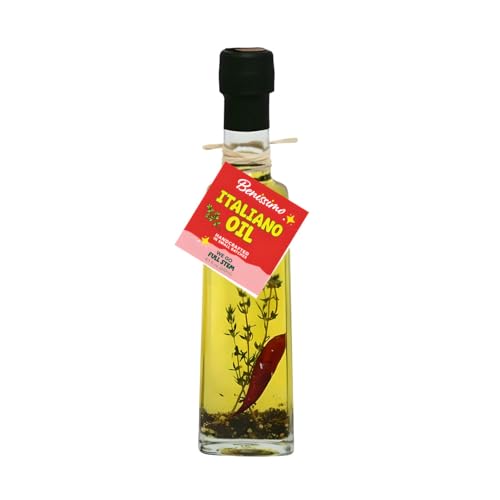 Benissimo Italiano Infused Oil, Castolatta 8.12 Fl Oz Bottle, Herbaceous Mediterranean Inspired Infused Oil with Sun Dried Tomatoes, Herbs, and Chile de Arbol for Cooking and Finishing