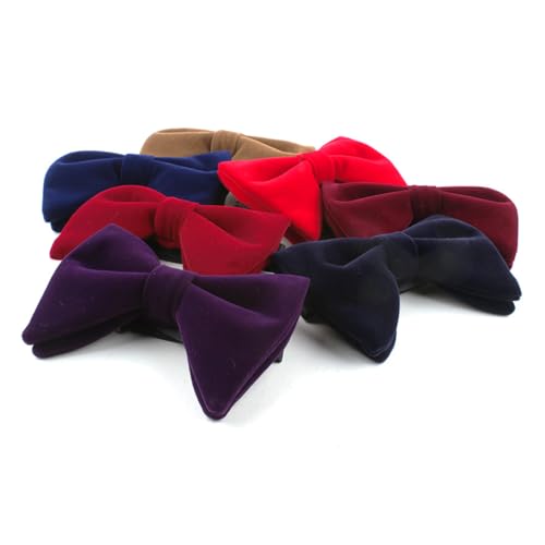 Image of Mens Oversized Velvet Bow Tie Solid Color Formal Tuxedo Pre-Tied Big Bowtie