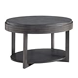 Leick Home 10109-GR Oval Condo/Apartment Coffee Table with Shelf, Smoke Gray