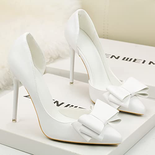 JiangWei Shu Women's Satin High Heels Pointed Toe Sexy Pumps Shoes Party Stilettos3