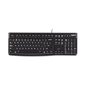Logitech K120 Clavier Filaire pour Windows, USB Plug-and-Play, Taille Standard, Résistant Eclaboussures, Barre D'Espacement Incurvée, Compatible PC, Ordinateur Portable, Français AZERTY - Noir