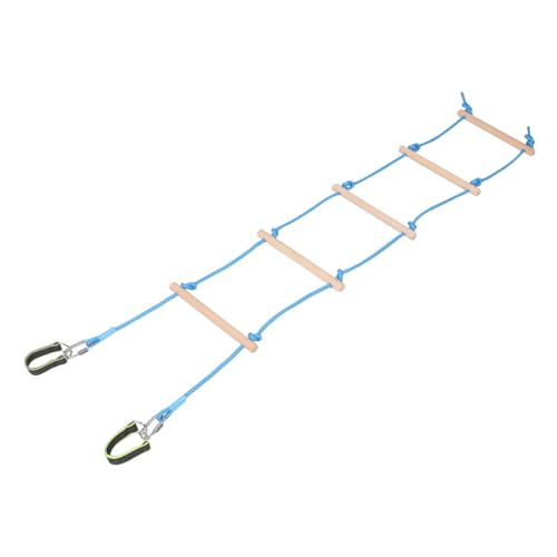 POPETPOP Kids Climbing Ladder 5-Step Wooden Swing Ladder Rope Safe Playset Accessory