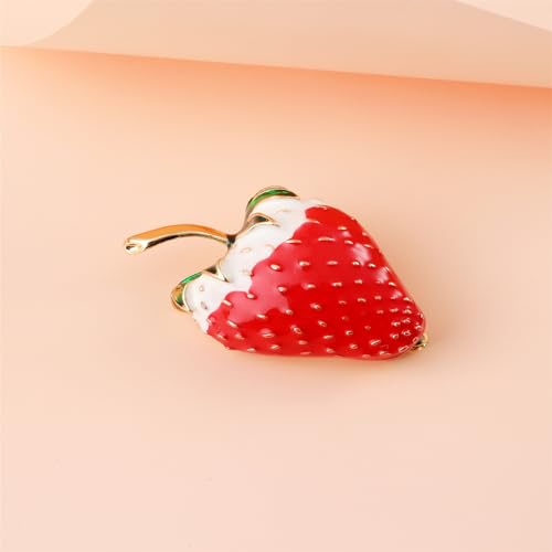 Image of WCRAZYE Red Strawberry Brooch Pin for Women Girls Cute Enamel Fruit Brooches Badges for Clothing Backpacks Bag Fashion Brooches Plant Lapel Pin Accessories Jewelry Gift